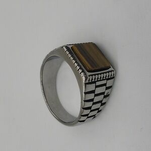 2009- Tiger Eye Natural Gemstone Handmade Men's Ring Size 9 NWT